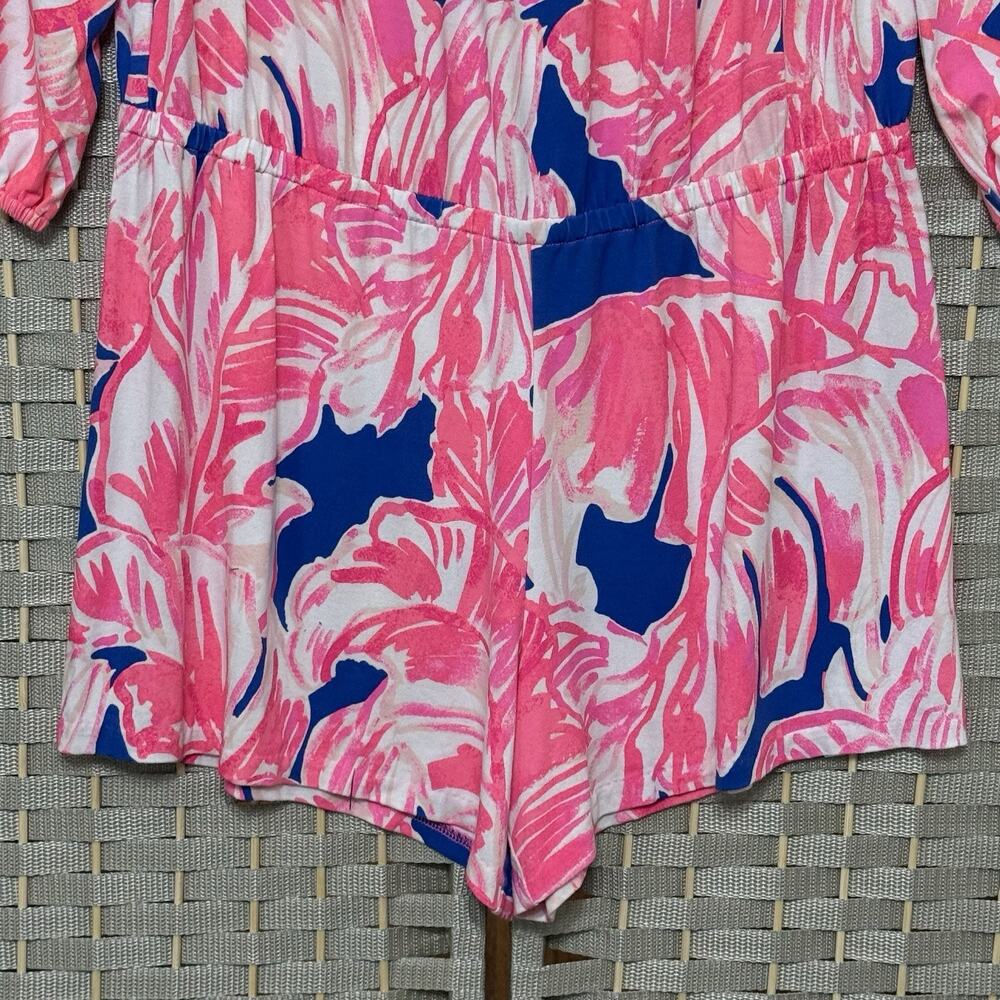 Lilly Pulitzer LANA Romper Size M TIKI PINK BEACH BLISS On/off Shoulder Shorts - Picture 4 of 9